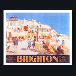 Vintag Brighton Travel Poster<br><div class="desc">Schönes digital restauriertes hochauflösendes Reproduktionsbild eines Vintagen Tourenplakats für Brighton England aus der Jahrhundertwende. Die Engländer genießen seit über 250 Jahren die Freuden der Brighton Küste. Erst 1750 begann die 100 Kilometer südlich von London gelegene Küstenstadt ihre Umwandlung vom Fischerdorf in einen Badeort für Londoner, um die gesundheitlichen Vorteile von...</div>