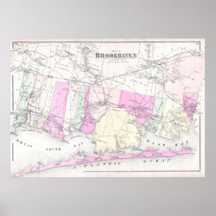Vintag Brookhaven and Fire Island NY Map (1873) Poster