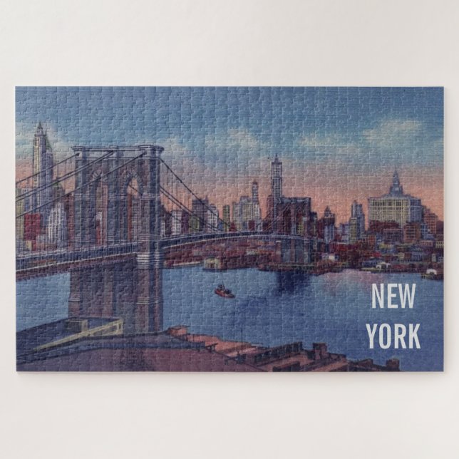Vintag Brooklyn Bridge Illustration New York City (Horizontal)