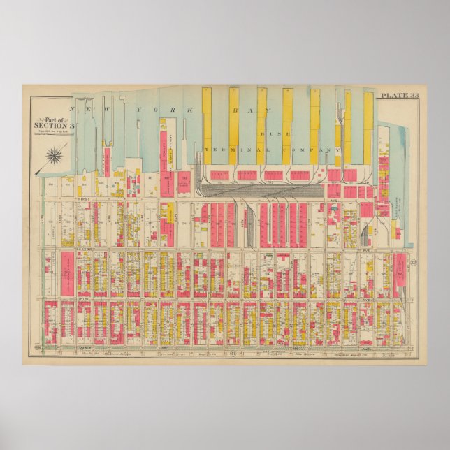 Vintag Brooklyn Map | George Washington Bromley Poster (Vorne)
