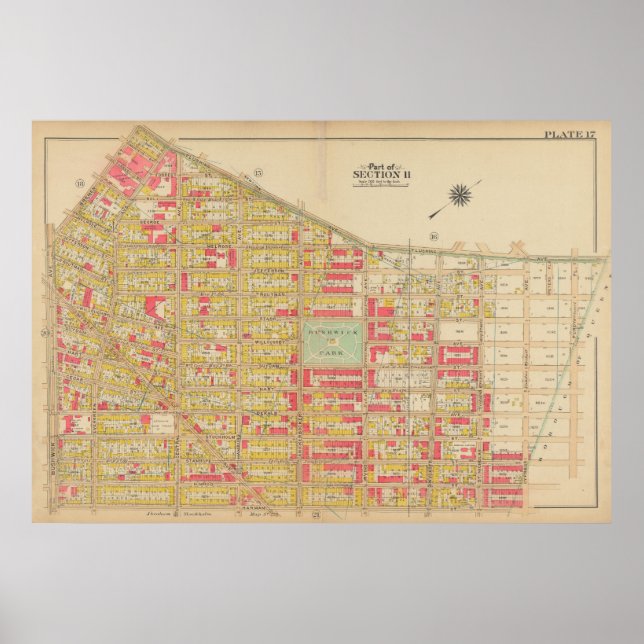 Vintag Brooklyn Map | George Washington Bromley Poster (Vorne)