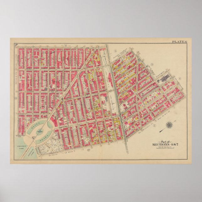 Vintag Brooklyn Map | George Washington Bromley Poster (Vorne)