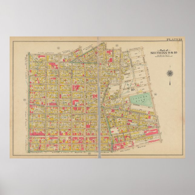 Vintag Brooklyn Map | George Washington Bromley Poster (Vorne)