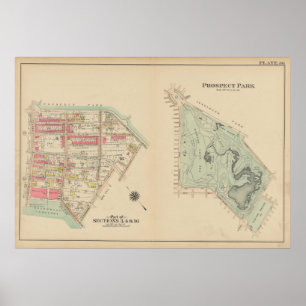 Vintag Brooklyn Map   George Washington Bromley Poster