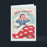 Vintag Brother Birthday Grußkarte Karte<br><div class="desc">Retro / Vintage Geburtstagskarte.  Adorable Junge wecke an seinem Geburtstag auf!  Hey Bruder!  Steh auf!  Es ist dein Geburtstag!</div>