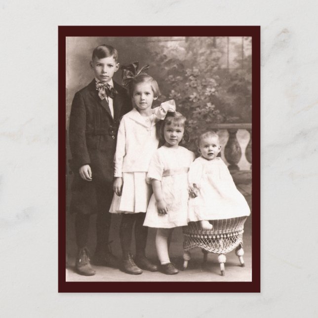 Vintag Brother & Sisters Postkarte (Vorderseite)