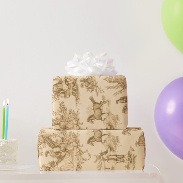 Vintag Brown and Ivory Toile Geschenkpapier (Partygeschenke)