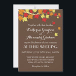 Vintag Brown Maple Blätter Hochzeit im Herbst Einl Einladung<br><div class="desc">Eine Hochzeitsfeier im Herbst mit bunten Herbstblättern? Dieses elegante Hochzeit im Herbst-Einladungs-Design für Ihren besonderen Tag. Lebhafte Ahorn-Blätter in Rot, Gelb und Orange. Rustikales und Vintages Thema. Sie können den Text auch für jeden Anlass im Herbst anpassen. Brautparty, Babydusche, Verlobungsfeier, Junggeselinnen-Abschied, Grillen Party, Geburtstag, Jahrestage und vieles mehr. Erhalten Sie...</div>