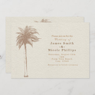 Vintag Brown Palm Tree Beach Hochzeitseinladungen Einladung