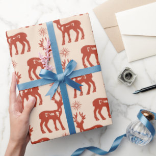 Vintag Brown Rentier Weihnachtsthema Geschenkpapier
