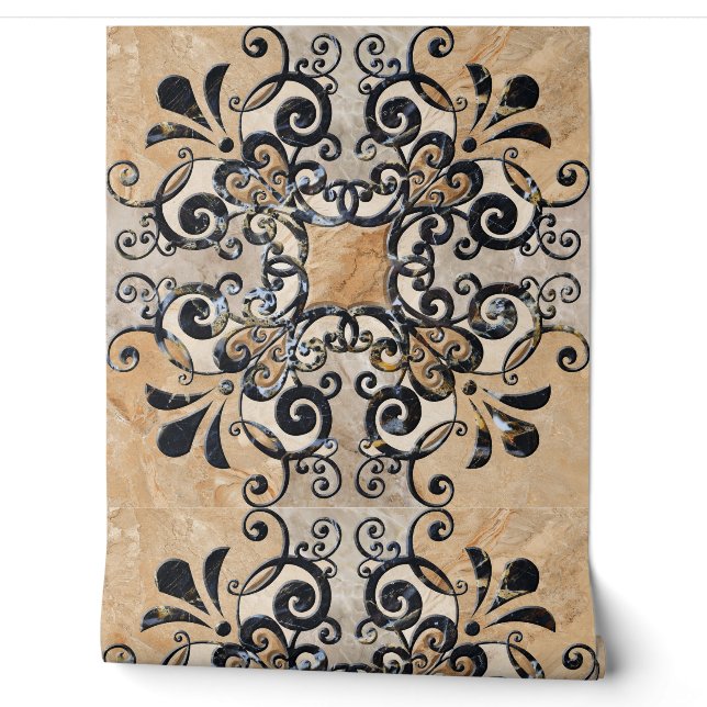 Vintag Brown Sepia Verziert Tile 7 Tapete (Abrollen)