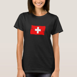 Vintag Brush Style Schweizer Flagge Schweiz T-Shirt