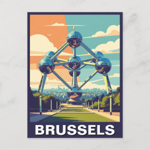 Vintag Brüssel Belgien Atomium Travel Postkarte