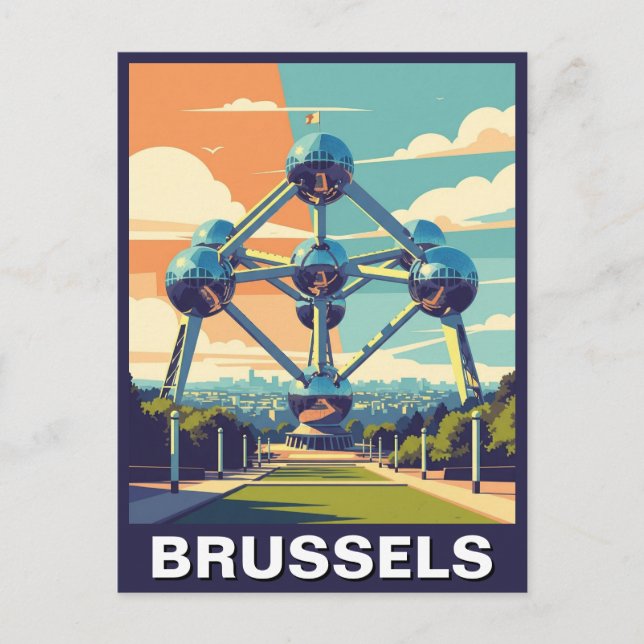 Vintag Brüssel Belgien Atomium Travel Postkarte (Vorderseite)
