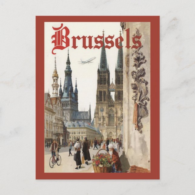 Vintag Brüssel Belgien - Reise Postkarte (Vorderseite)