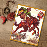 Vintag Bucking Bronco Christmas Cowboy Feiertagskarte<br><div class="desc">Vintag Buckingkarte Bronco Weihnachts Cowboy Holiday Card</div>