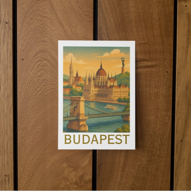 Vintag Budapest Ungarn Reisen Kunst drucken Postkarte (Vintage Budapest Hungary Travel Art Print Postcard)