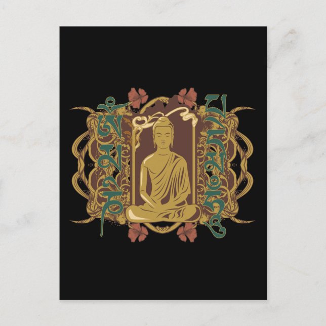 Vintag Buddha Mantra Postkarte (Vorderseite)