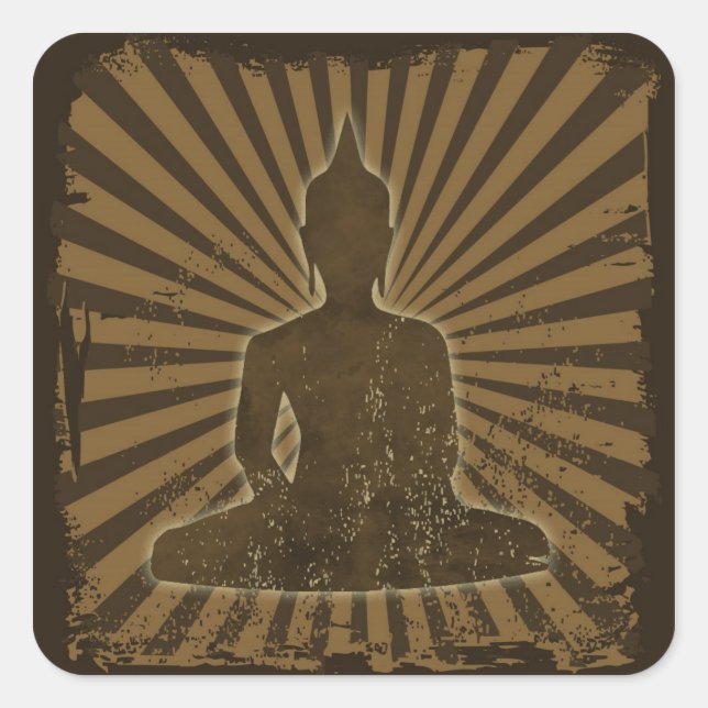 Vintag Buddha Quadratischer Aufkleber (Vorderseite)