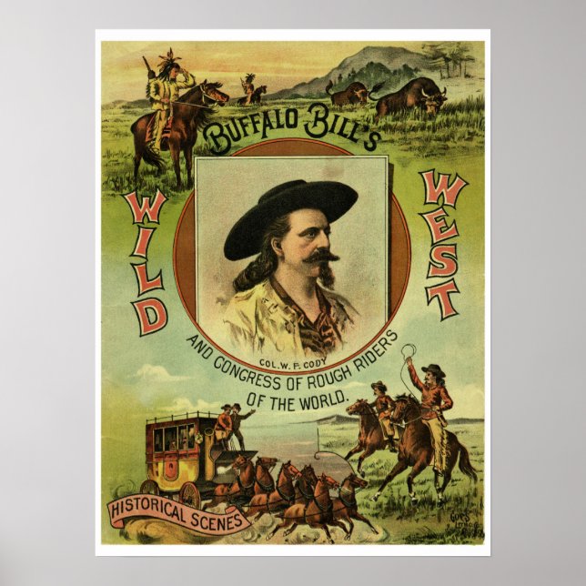 Vintag Buffalo Bill Wild West Show Poster (Vorne)