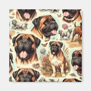 Vintag Bullmastiff Nahtlos Magnet
