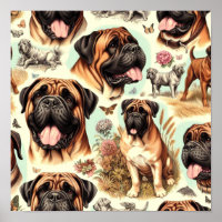 Vintag Bullmastiff Nahtlos