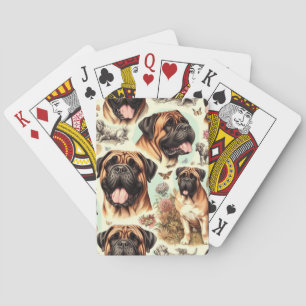 Vintag Bullmastiff Nahtlos Spielkarten