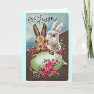Vintag Bunnies Ostergrüßkarte Feiertagskarte