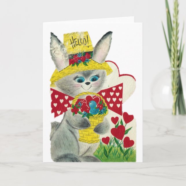 Vintag Bunny Hallo Karte (Vorderseite)