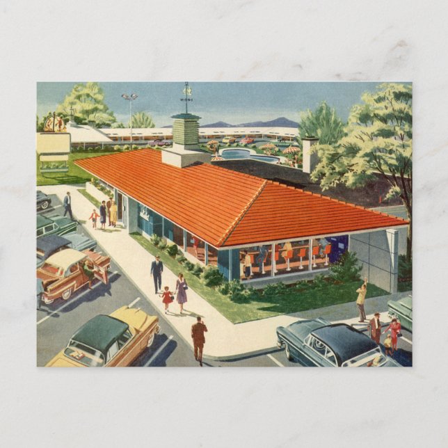Vintag Business, 50er Family Restaurant Diner Postkarte (Vorderseite)
