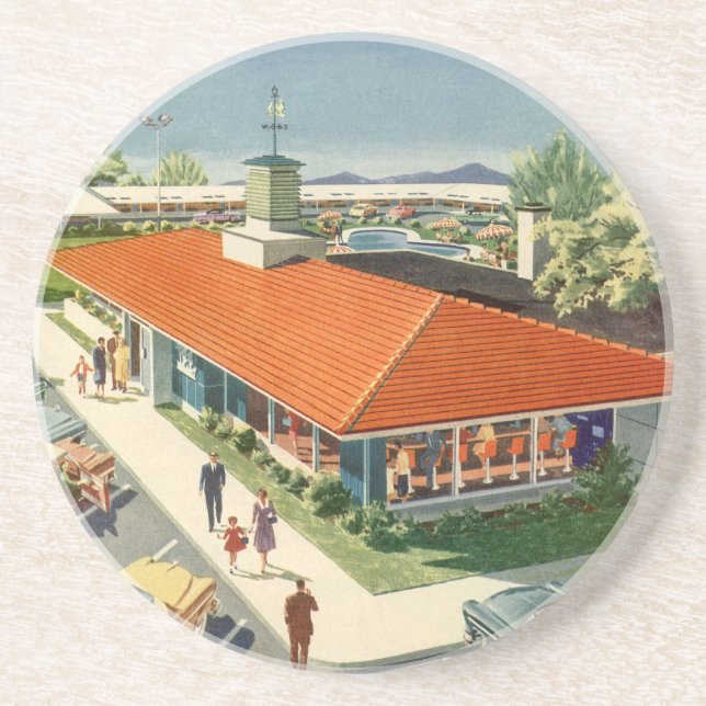 Vintag Business, 50er Family Restaurant Diner Untersetzer (Vorne)