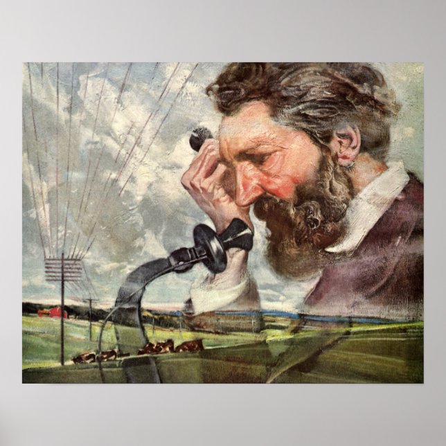 Vintag Business, Alexander Graham Bell Telefone Poster (Vorne)