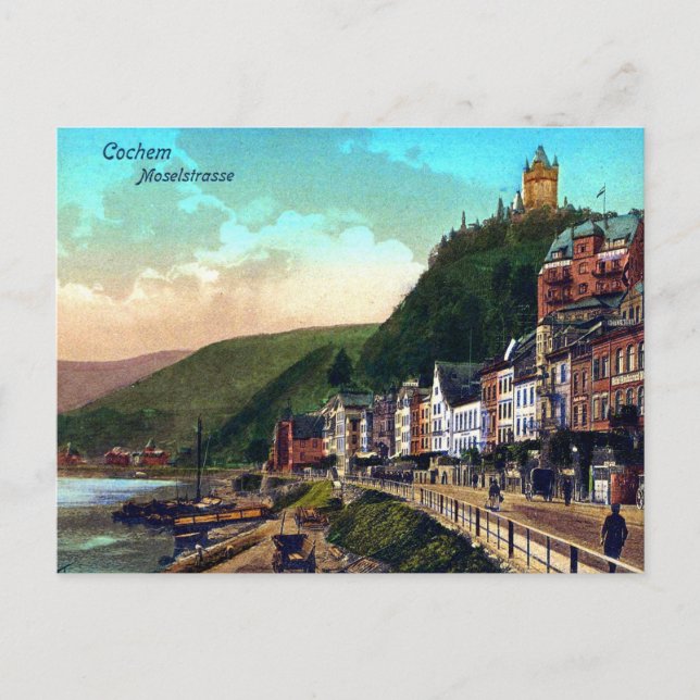 Vintag ca. 1900 Cochem Moselstrasse Moselle Postkarte (Vorderseite)