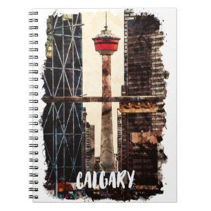 Vintag Calgary Alberta Kanada Wasserfarbenreise Notizblock