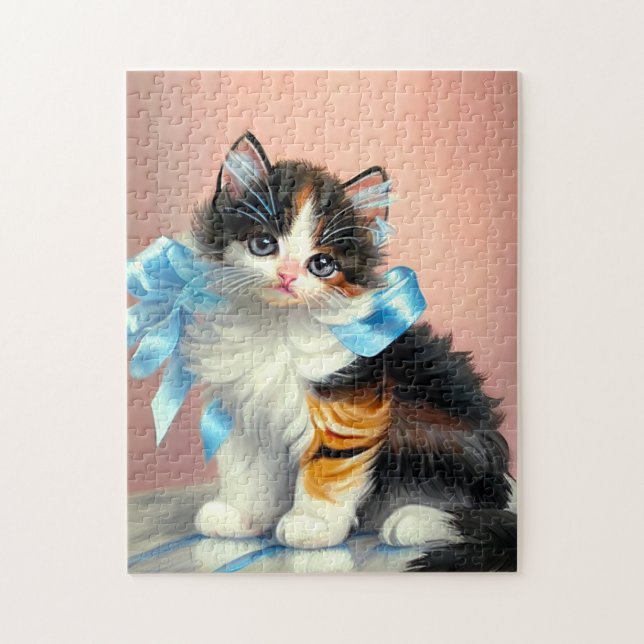 Vintag Calico Kitten Illustration (Vertikal)