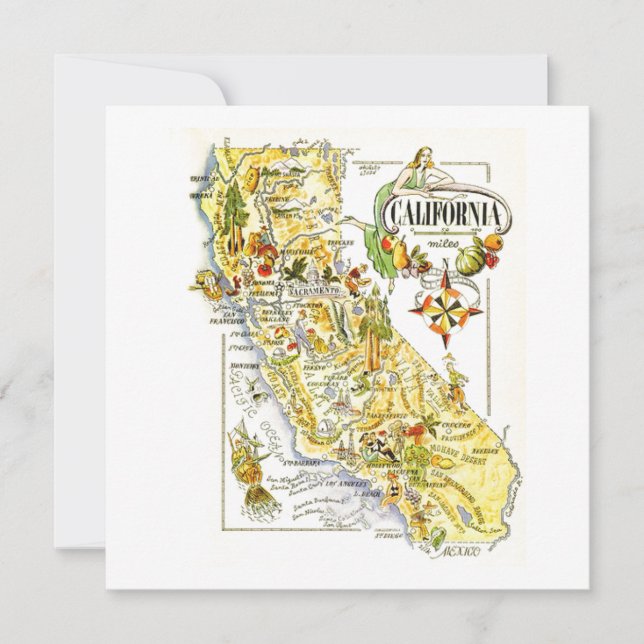 Vintag California Map Road USA Karte (Vorderseite)