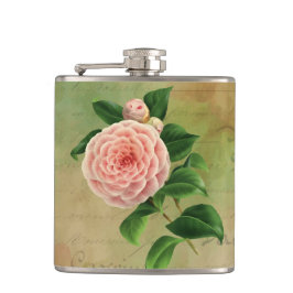 Vintag Camellia, Französisch botanisch Flachmann