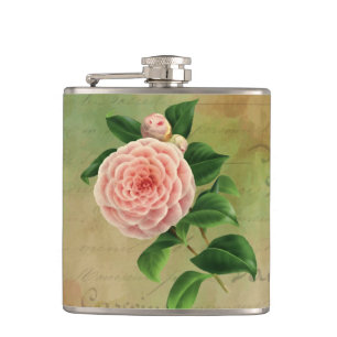 Vintag Camellia, Französisch botanisch Flachmann