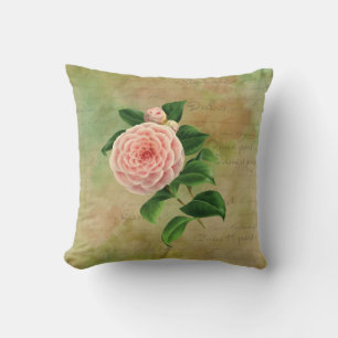 Vintag Camellia, Französisch botanisch Kissen