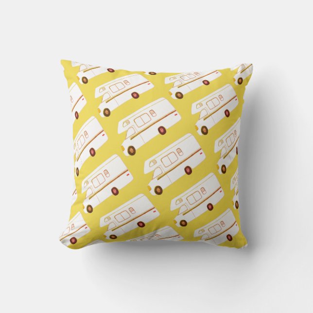 Vintag Camper RV Gelb Kissen (Vorderseite)