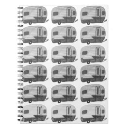 Vintag Camping Camper RV Trailer Schwarz-weiß Notizblock