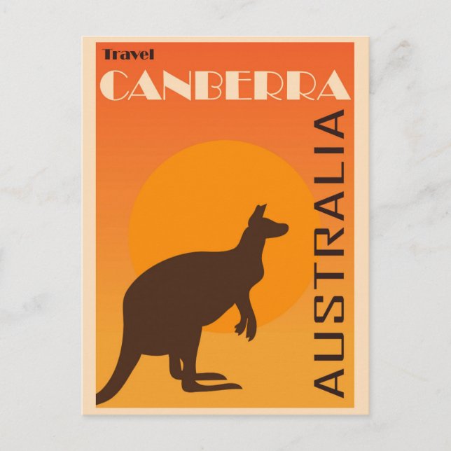 Vintag Canberra Australia Kangaroo Travel Postkarte (Vorderseite)