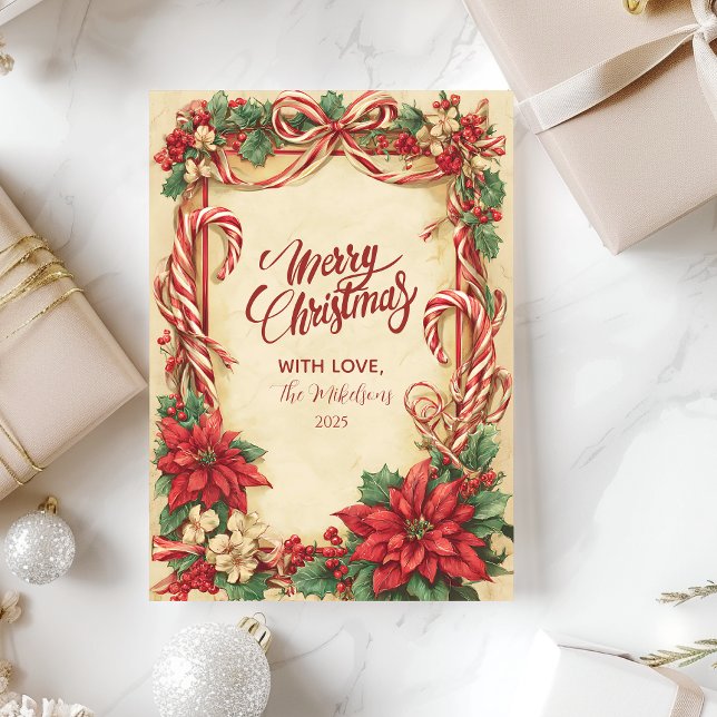 Vintag Candy Cane Christmas Feiertagskarte (Von Creator hochgeladen)