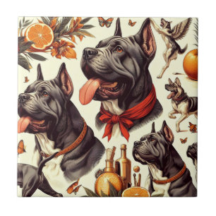 Vintag Cane Corso Illustration Fliese