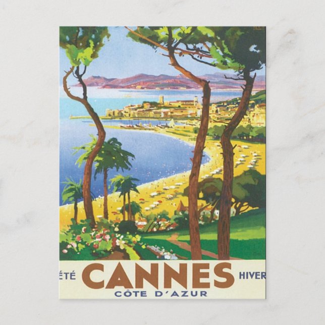 Vintag Cannes Cote D'azur Postkarte (Vorderseite)