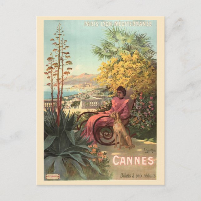 Vintag Cannes Frankreich Riviera Postkarte (Vorderseite)