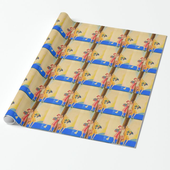Vintag Cannes French Travel Geschenkpapier (Ungerollt)