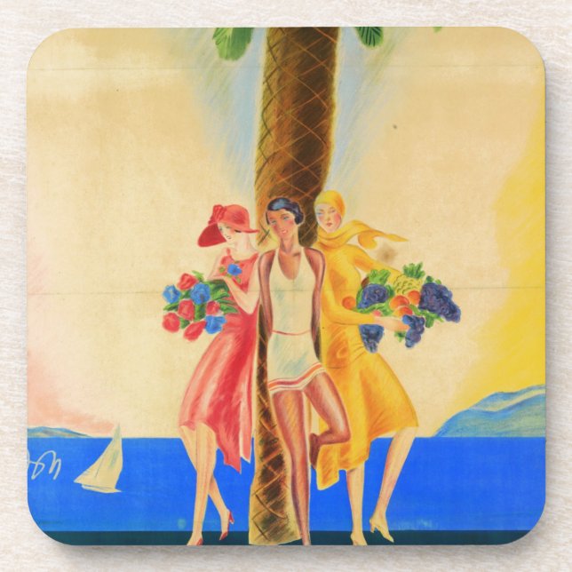 Vintag Cannes French Travel Getränkeuntersetzer (Vorderseite)