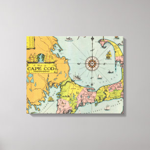 Vintag Cape Cod Map Leinwanddruck