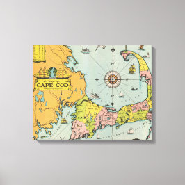 Vintag Cape Cod Map Leinwanddruck